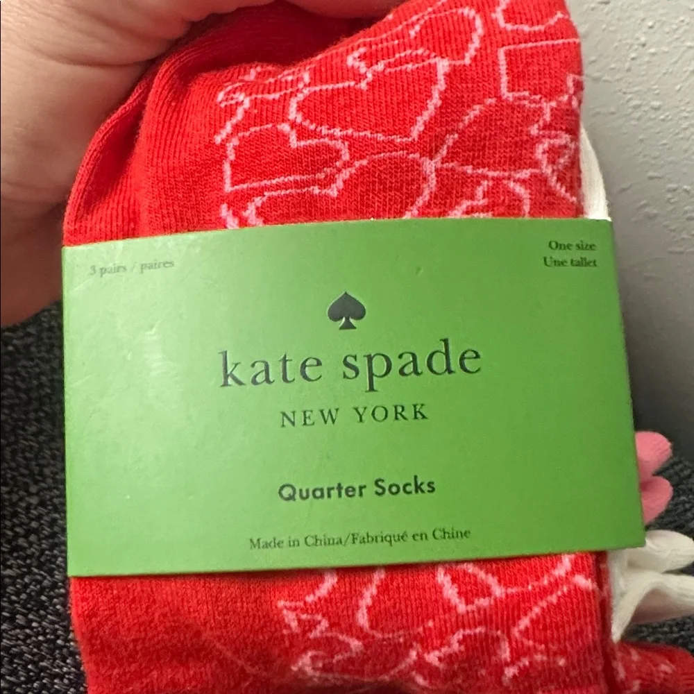 Kate spade set of 3 quarter valentines socks
